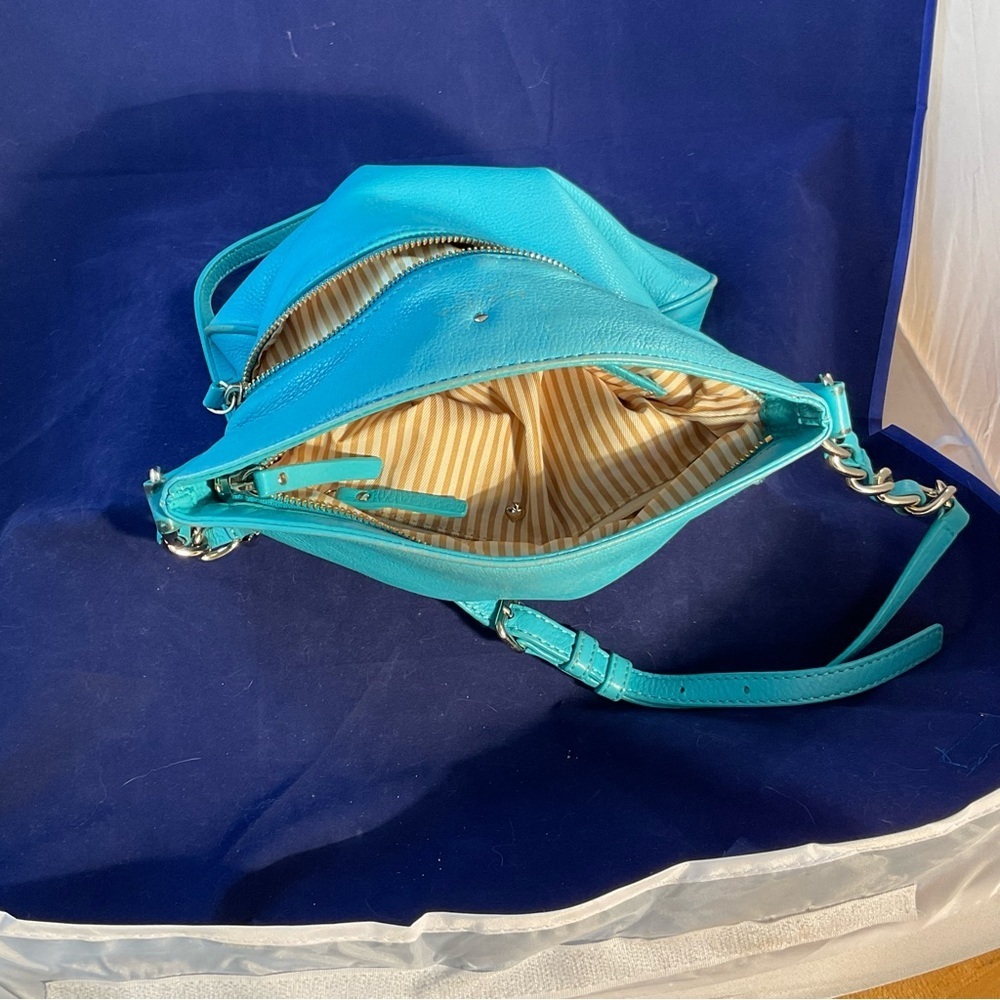 Kate Spade Butter Soft Turquoise Pebble Leather Crossbody Bag Silver Accents - Picture 12 of 14